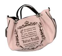 MALSSE Women's Aesthetic Canvas Pumpkin Shape Crossbody Bag Vintage Letter Embroidery Chain Handle Adjustable Shoulder Handbag Canvas Large Capacity Handbag