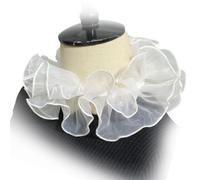 MALSSE Women's Elegant Victorian Renaissances Ruffled Organza Faux Collar Wrist Cuffs For Themed Parties And Everyday Wear Vintage Ruffle Collar