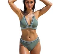 MALSSE Womens Push Up Swimsuits Two Pcs Split Bathing Suit Female Backless Swimsuit High Waist Swimwear for Beachwear Womens High Waist Swimsuit Push Up Swimwear Ladies Backless Bathing Suit