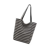 MALSSE Women's Toted Handbag Stripe Canvas Toted Bag Purse Stylish Casual Trendy Shoulder Bag Large Capacity Hoboes Handbags Trendy Purse Handbag