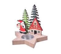 MALSSE Wood Candlestick Holder With Santa Carving Optional For Christmas Decoration Stand