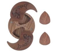 MALSSE Wood Guitar Pick Storage Box Container Portable Guitar Pick Box Holder Rotating Open Guitar Pick Collector Birthday