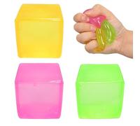 Malt Sugar Series 3-Pack Crystal Gel Squishies (Cube+Diamond+Polygon), Translucent Sensory Toys for Autism & Stress Relief Fidget Gift Set (Cube2)