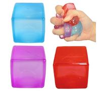 Malt Sugar Series 3-Pack Crystal Gel Squishies (Cube+Diamond+Polygon), Translucent Sensory Toys for Autism & Stress Relief Fidget Gift Set (Cube1)