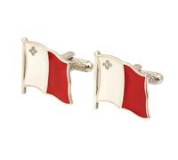 Malta Flag Cufflinks - Onyx Art CK989 Maltese Wedding Gift Manketti Bil-Bandiera Ta’ Malta In Premier Life Packaging