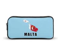 Malta Flag Map National Emblem Simple Pencil Case Big Capacity Pouch Box Travel Makeup Bag