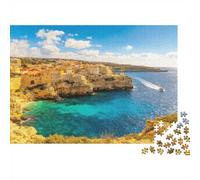 Malta Islands Jigsaw Puzzles 1000 Pieces Recycled Material Turquoise Bay Puzzles for Elderly Relieve Senile Dementia Fun Family Game Activity Home 38x26cm/1000pcs