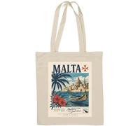 Malta Mediterranean Island Life Scene Natural Cotton Tote Bag White