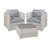 Malta Rattan 2 Seat Tea for Two Set in Dove Grey Oseasons Grey One Size