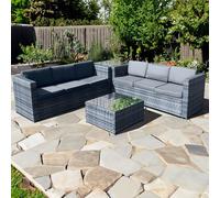 Malta Rattan 6 Seat Lounge Set in Ocean Grey Oseasons Grey One Size
