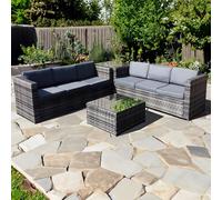Malta Rattan 6 Seater Corner Set in Grey Oseasons Grey One Size