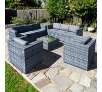 Malta Rattan 8 Seat Corner Set in Ocean Grey Oseasons Grey One Size