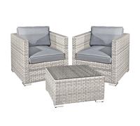 OSeasons Malta Rattan 2 Seat Tea For Two Set In Dove Grey