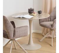 Malta Round Dining Table in Brown Ceramic with Grey Base - Brown
