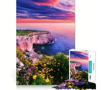 Malta Sunset Over Coastal Cliffs Landscape 1000 Piece Jigsaw Puzzle for Teenagers DIY Fun Clear Tone Pattern Assemble Night Fun (38x26cm)