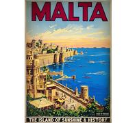 Malta's Coastal Charm and History Travel Poster - A4 Wall Art, Wanderlust Print, Inspirational World Map, Vintage City, Retro Poster, Home Decor for Living Room, Office, Gift Idea for Travel Lovers