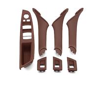 MALTAY 7Piece Set for BMW 5 Series F10 F11 F18 520i 523i 525i 528i 535i LHD Interior Plastic Door Armrest Window Switch Panel Pull Handle Car Interior Door Handles(LHD Red Brown 7PCS)