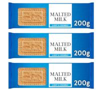 Malted Milk Biscuits 200g X 3 Pack, Milk biscuits baked with malted barley for a sweet, crumbly taste. Perfect for enjoying with a cup of tea, Suitable for vegan