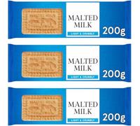 Malted Milk Biscuits 200g X 3 Pack, Milk biscuits baked with malted barley for a sweet, crumbly taste. Perfect for enjoying with a cup of tea, Suitable for vegetarian