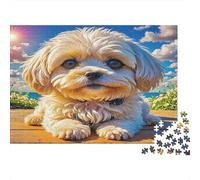 Maltese 1000 Pieces Challenging Adult Jigsaws Fluffy Dog Lying Down Fun Home Activity | Wall Decoration 38x26cm/1000pcs