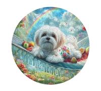Maltese 120 Piece Round Jigsaw Puzzle Cute Dog Pet Animal Shape Premium Large Format Puzzle Stress Relief Relaxing Activity for Families Home Wall Art 120 PCS