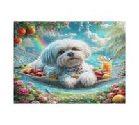 Maltese 500 Piece Complete DIY Jigsaw Puzzle Cute Dog Pet Collectors Mind Relaxation Educational Decorative Puzzle Gifts for Adults Recycled Cardboard 500 PCS