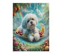 Maltese 500 Piece Complete Jigsaw Puzzle Set Cute Dog Pet Teens Beginners Educational Challenge Puzzle Fans Group Play Anniversary Cardboard 500 PCS