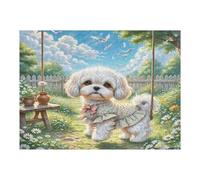 Maltese 500 Piece Complete Jigsaw Puzzle Set Cute Pet Animals Teens Beginners Mind Relaxation Puzzle Fans Group Play Anniversary Fathers Gift Thick Cardboard 500 PCS