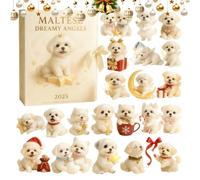 Maltese Advent Calendars 2025, 24 Days Christmas Countdown Calendar With Dog Ornaments 2d Flat Acrylic Maltese Pendant Christmas Tree Ornaments Holiday Decor Party Favors For Kids Adults