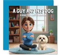 Maltese Birthday Card for Men - A Guy and His Dog - Happy Birthday Card for Men, 145mm Male Greeting Cards