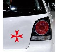 Maltese Cross Malta Sticker Decal Vinyl - 3 Pack Red 10.2cm - for Car Boat Laptop Cup No Background Die-Cut