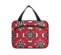 Maltese Cross Manuscript Hanging Makeup Bag Travel Cosmetic with Hook, Designer Washable Makeup Bags for Women Traveling Travel bolso de maquillaje para Mujer L