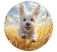 Maltese Dog 1000 Pieces Round Circle Jigsaw Puzzles for Adults Geometric Fun Gear Reliever Difficult Challenge 1000pcs (67.5x67.5cm)