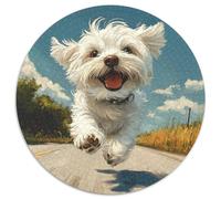 Maltese Dog 1000pc Round Puzzle Highlighting Pet Dog, A Joy to Assemble, Perfect for Relaxing in The Sunroom 1000pcs (67.5x67.5cm)
