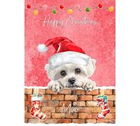 Maltese Dog Art Christmas Card for Mum - Xmas Card for Her Female Dog Pet