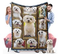Maltese Dog Blanket, Fleece Throw Blanket for Couch Bed, Soft Cozy Warm Flannel Blankets and Throws for Sofa Living Room, Gifts for Dog Lovers, 50" x 60"