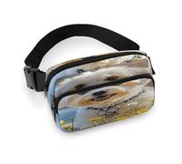 Maltese Dog Fanny Pack Belt Bag with Adjustable Strap Fashion Waist Bag for Outdoor Sports Hiking, white, 20x13cm, Full Printed Waist Bag