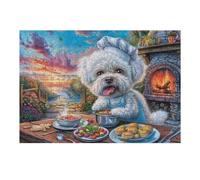 Maltese Dog Flower Field 300 Piece Complete Jigsaw Puzzle Set Teens Beginners Educational Challenge Puzzle Fans Group Play Anniversary Cardboard 300 PCS