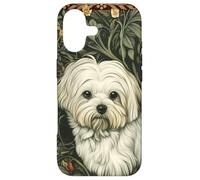Maltese Dog in a Vintage William Morris Flower Garden Case for iPhone 17
