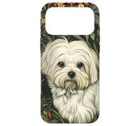 Maltese Dog in a Vintage William Morris Flower Garden Case for iPhone 17 Pro Max