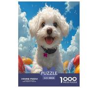 Maltese Dog Jigsaw Puzzles Puzzle for Adults Kids. 1000 Piece Great Gifts Challenge Toy Educational Game Home Decoration for Adults& Kids Age 14 Years Up 38x26cm/1000pcs