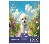 Maltese Dog Jigsaw Puzzles Puzzles for Adults Kids. 1000 Piece Impossible Challenge Toy Educational Game Home Decoration for Adults& Kids Age 14 Years Up 38x26cm/1000pcs