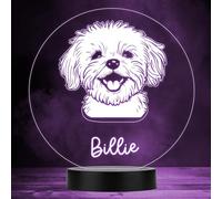 Maltese Dog Pet Silhouette Multicolour Personalised Gift LED Lamp Night Light | Personalised Gift For Home, Lamp Room Décor | Kids & Adults Night Lights With Name | Personalised Gift For Bedroom |