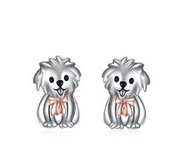 Maltese Earrings 925 Sterling Silver Cute Dog Stud For Birthday Valentine Christmas Jewelry Gifts for Men Women