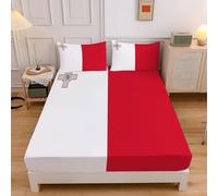 Maltese Flag Fitted Sheets Super King - 30Cm Deep, Simple Cross Bed Sheets, Soft Brushed Microfiber Easy Care Fade Resistant Breathable Red And White Bed Sheet (180X200Cm)