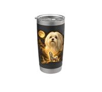 Maltese Howling to The Moon River Landscape Mountain Stainless Steel Insulated Tumbler