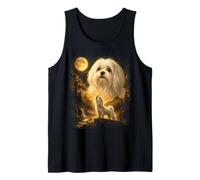 Maltese Howling to The Moon River Landscape Mountain Tank Top