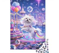 Maltese Puppy 1000 Pieces Puzzles Challenging And Brainteasing Puzzle Jigsaw Puzzles Colourful Unique Beautiful Decoration 1000pcs (75x50cm)