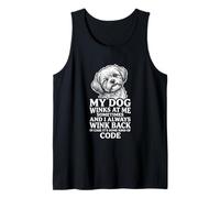 Maltese Shih tzu My Dog Winks Secret Code Tank Top