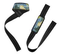 Maltese Starry Night White Maltipoo Poodledogs Dog Art Maltese Fitness Lifting Straps 26" Power Workouts Pair of Gym Straps for Workout, Gym, Powerlifting, Bodybuilding